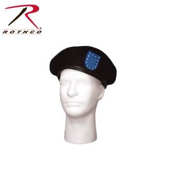 Rothco Beret,Government issue Beret,beret,hat,headwear,black beret,black military beret,military beret,wool beret,blue flash,blue flash beret